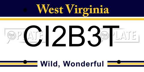 CI2B3T West Virginia License Plate