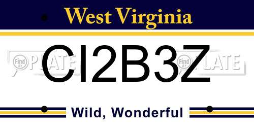 CI2B3Z West Virginia License Plate