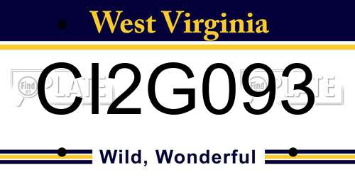 CI2G093 West Virginia License Plate