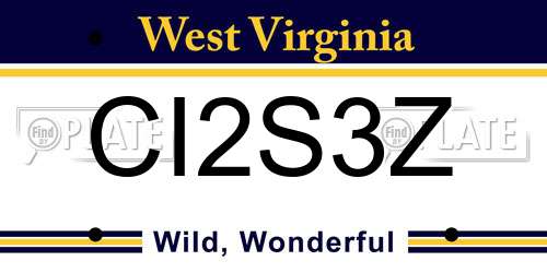 CI2S3Z West Virginia License Plate