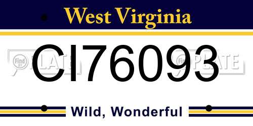CI76093 West Virginia License Plate