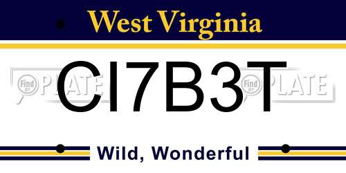 CI7B3T West Virginia License Plate