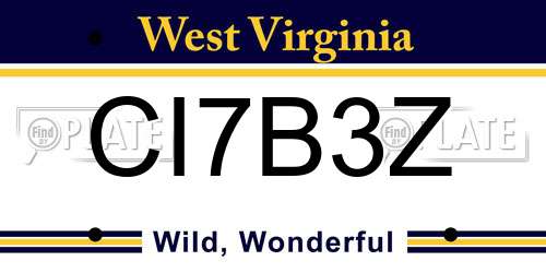 CI7B3Z West Virginia License Plate