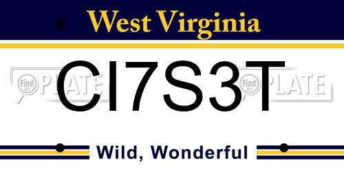 CI7S3T West Virginia License Plate