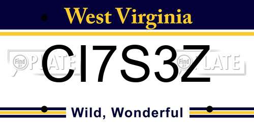 CI7S3Z West Virginia License Plate