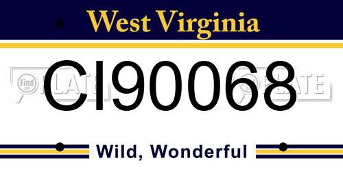 CI90068 West Virginia License Plate