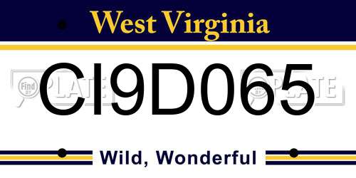 CI9D065 West Virginia License Plate