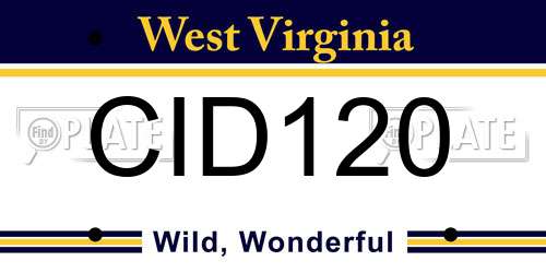 CID120 West Virginia License Plate