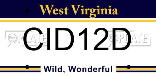 CID12D West Virginia License Plate