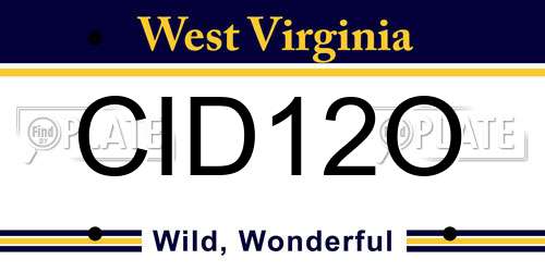 CID12O West Virginia License Plate