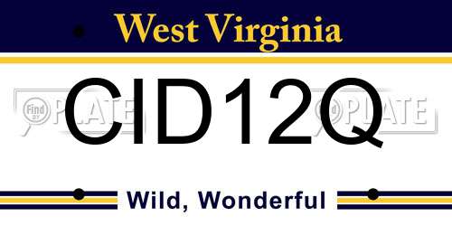 CID12Q West Virginia License Plate