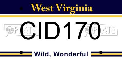 CID170 West Virginia License Plate