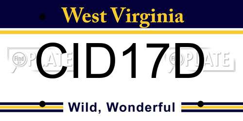 CID17D West Virginia License Plate