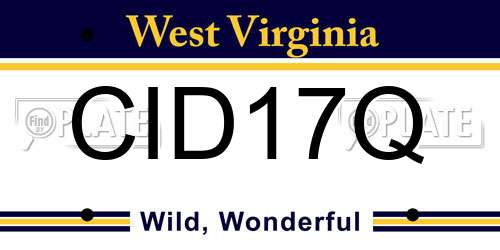CID17Q West Virginia License Plate