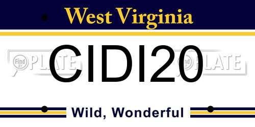 CIDI20 West Virginia License Plate
