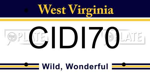 CIDI70 West Virginia License Plate