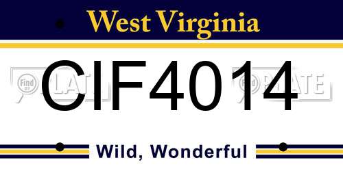 CIF4014 West Virginia License Plate