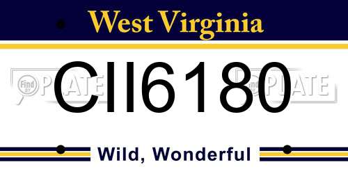CII6180 West Virginia License Plate