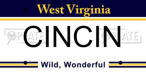 CINCIN West Virginia License Plate