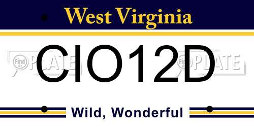 CIO12D West Virginia License Plate