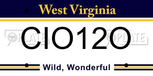 CIO12O West Virginia License Plate