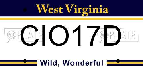 CIO17D West Virginia License Plate