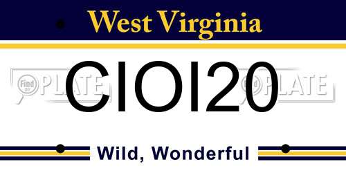 CIOI20 West Virginia License Plate