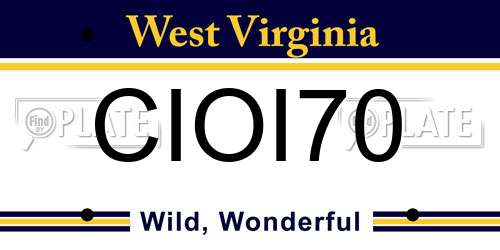 CIOI70 West Virginia License Plate