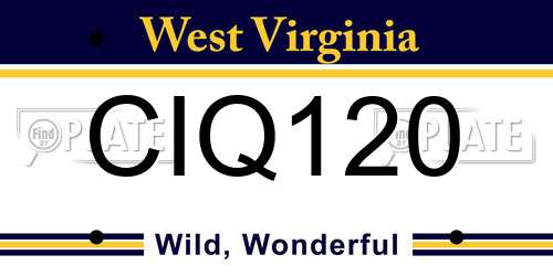 CIQ120 West Virginia License Plate