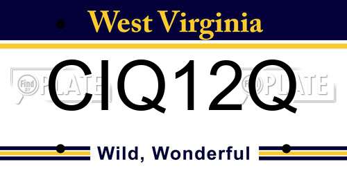 CIQ12Q West Virginia License Plate