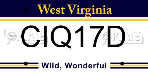 CIQ17D West Virginia License Plate
