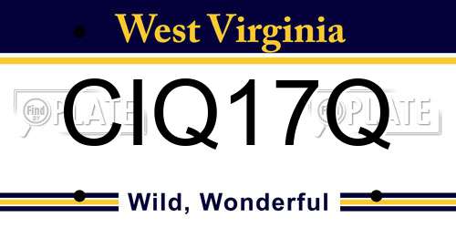 CIQ17Q West Virginia License Plate