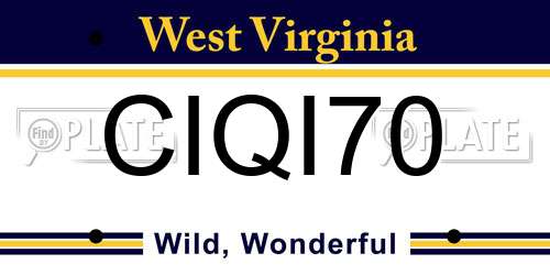 CIQI70 West Virginia License Plate