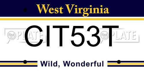 CIT53T West Virginia License Plate