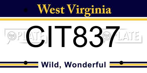 CIT837 West Virginia License Plate
