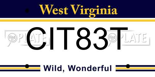 CIT83T West Virginia License Plate