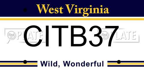 CITB37 West Virginia License Plate
