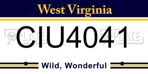 CIU4041 West Virginia License Plate