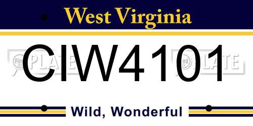 CIW4101 West Virginia License Plate