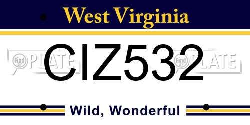 CIZ532 West Virginia License Plate