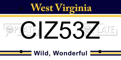 CIZ53Z West Virginia License Plate