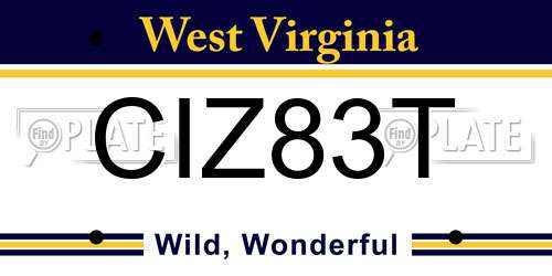 CIZ83T West Virginia License Plate