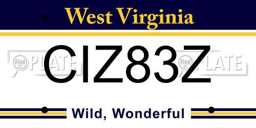 CIZ83Z West Virginia License Plate