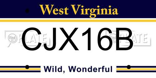 CJX16B West Virginia License Plate