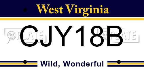 CJY18B West Virginia License Plate