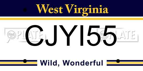 CJYI55 West Virginia License Plate