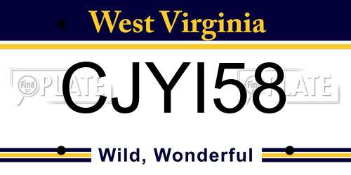 CJYI58 West Virginia License Plate
