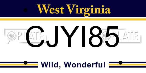 CJYI85 West Virginia License Plate