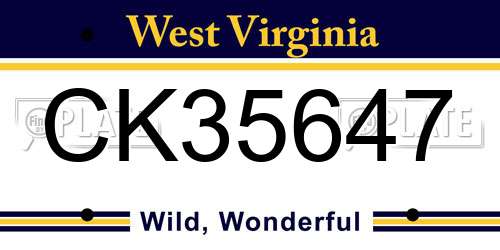 CK35647 West Virginia License Plate