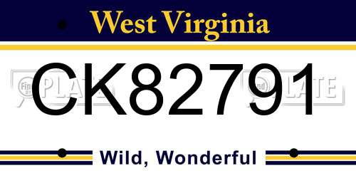 CK82791 West Virginia License Plate
